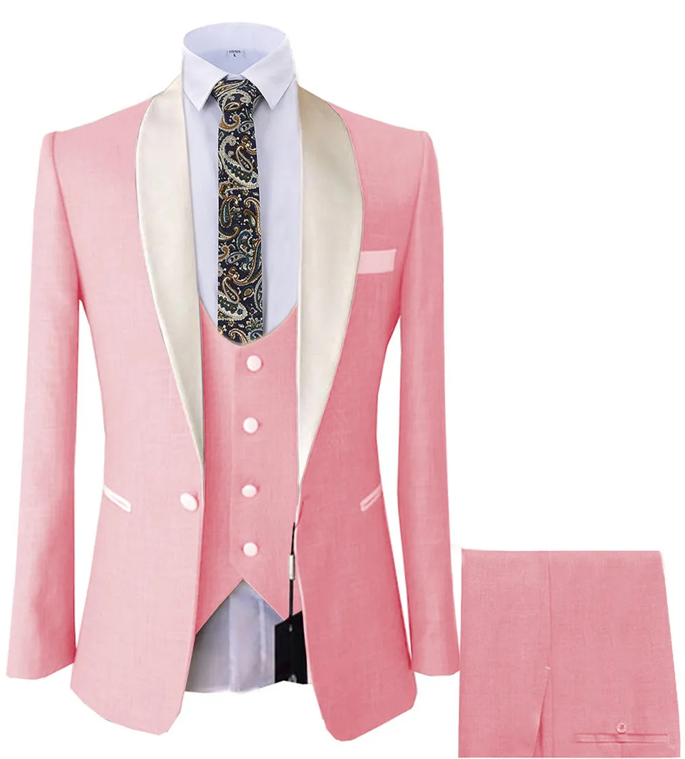 Formal 3 Pieces Mens Suit Flat Shawl Lapel Tuxedos (Blazer+vest+Pants) sold by Mens Event Wear product image thumbnail 4