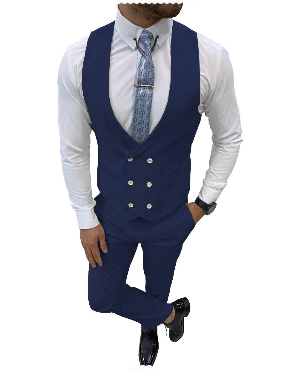 Double Breasted Formal 2 pieces Mens Suit For Wedding (Vest+Pants) sold by Mens Event Wear product image thumbnail 5