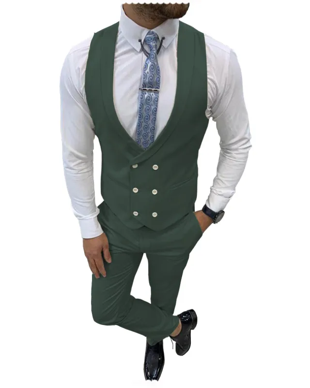 Double Breasted Formal 2 pieces Mens Suit For Wedding (Vest+Pants) sold by Mens Event Wear