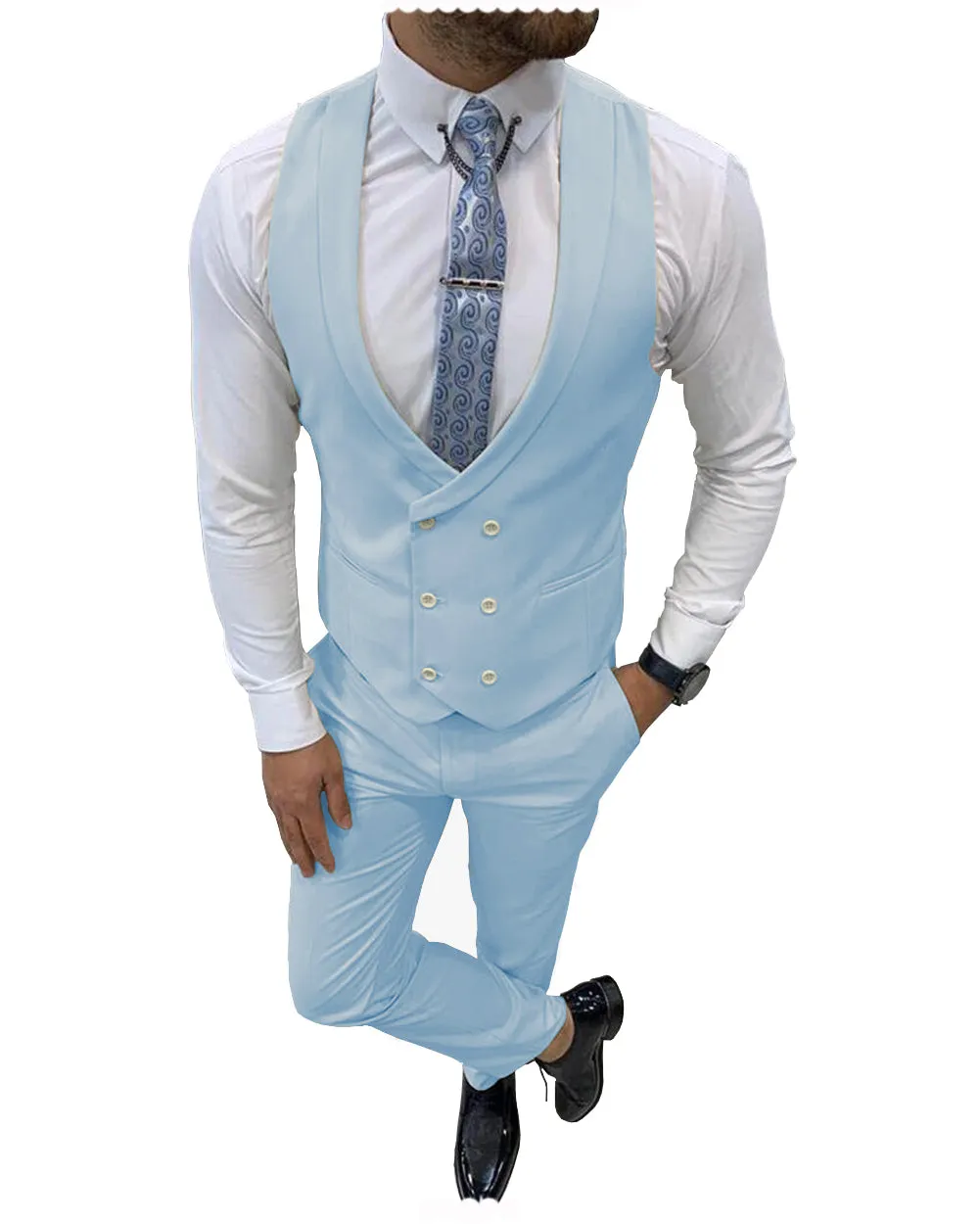 Double Breasted Formal 2 pieces Mens Suit For Wedding (Vest+Pants) sold by Mens Event Wear product image thumbnail 2
