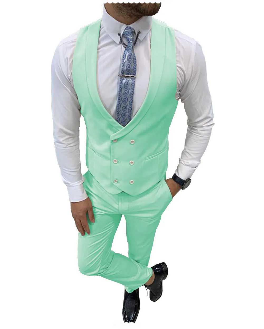 Double Breasted Formal 2 pieces Mens Suit For Wedding (Vest+Pants) sold by Mens Event Wear product image thumbnail 4