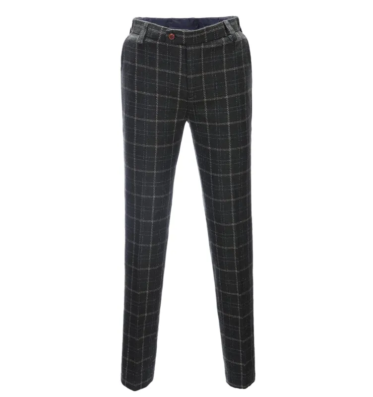 Men's Casual Suit Pants Black Plaid Pleat-Front Trousers sold by Mens Event Wear