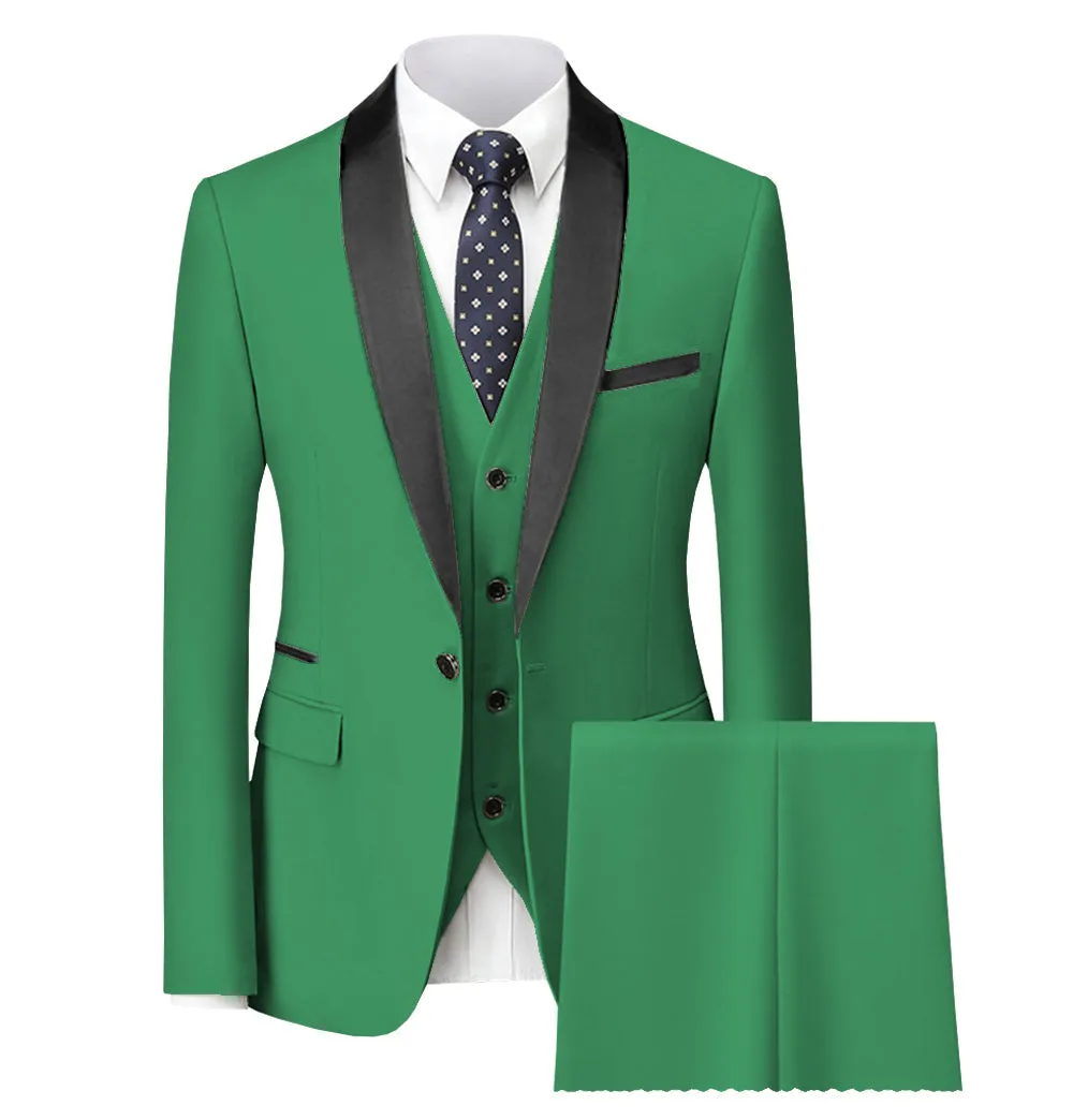 Menseventwear Fashion 3 Pieces Mens Suit Flat Shawl Lapel Tuxedos (Blazer+vest+Pants) sold by Mens Event Wear