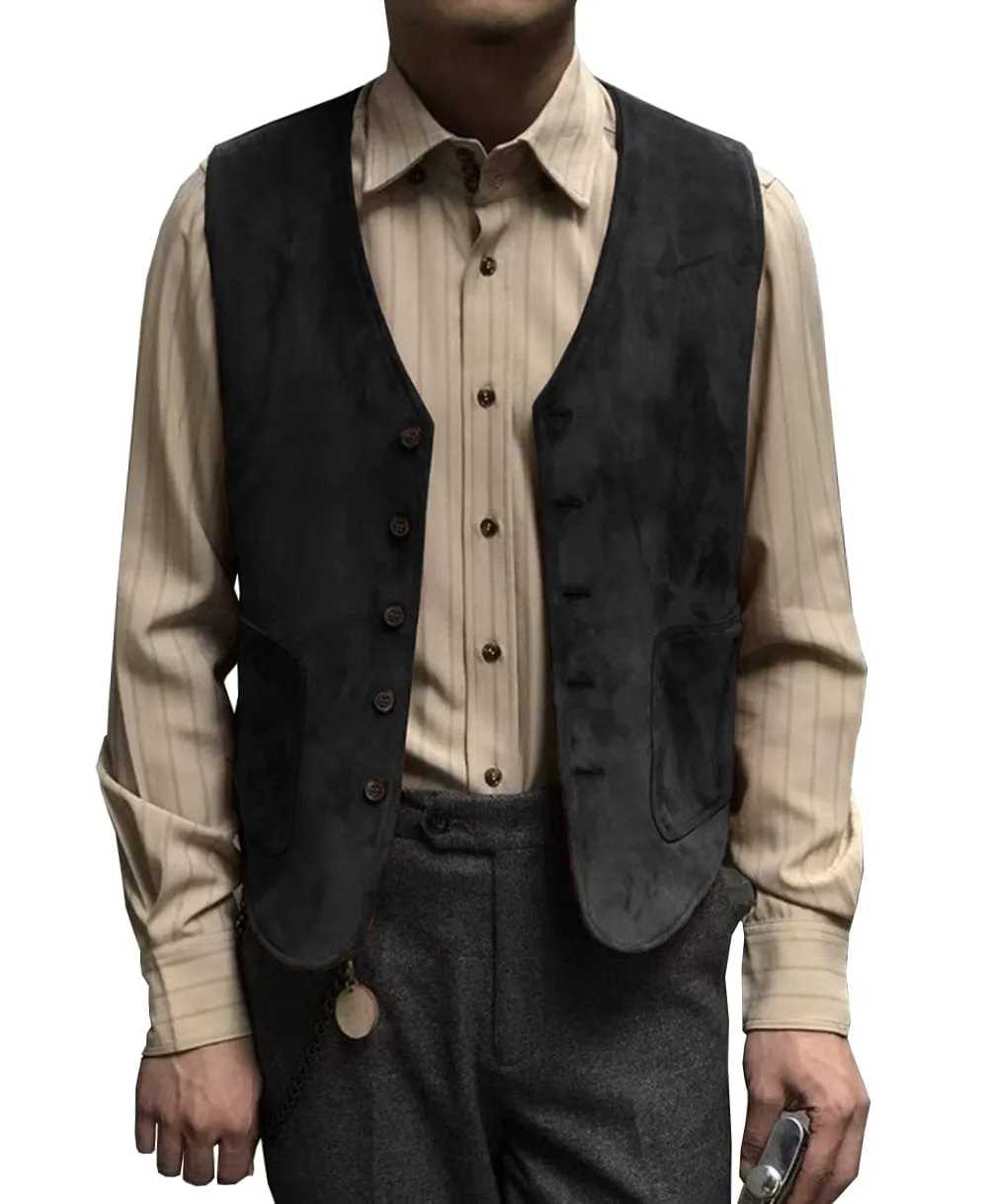 Menseventwear Casual Men's Fashion Suede V Neck Waistcoat Denim jacket sold by Mens Event Wear product image thumbnail 2