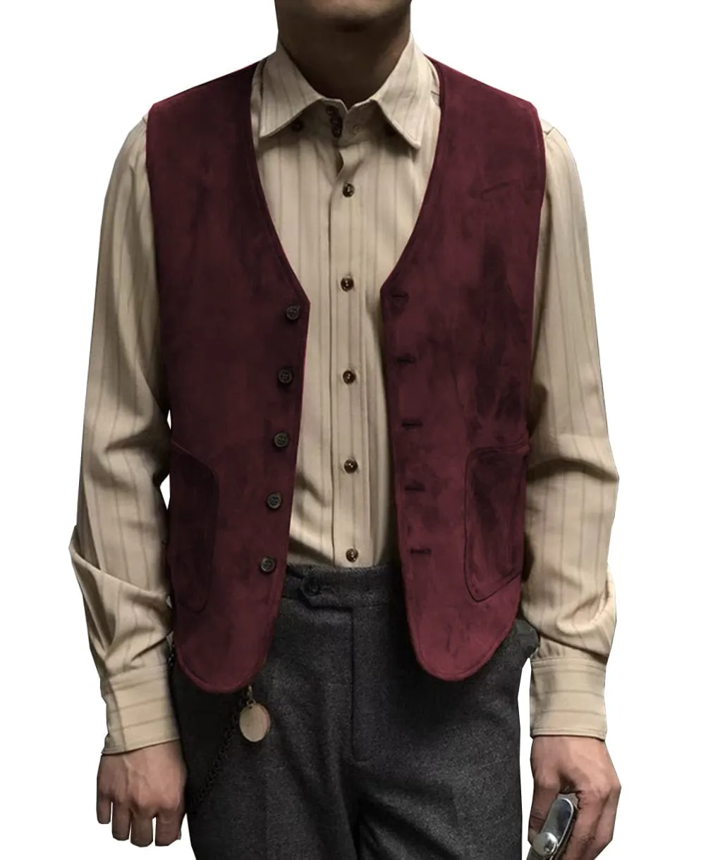 Menseventwear Casual Men's Fashion Suede V Neck Waistcoat Denim jacket sold by Mens Event Wear product image thumbnail 4