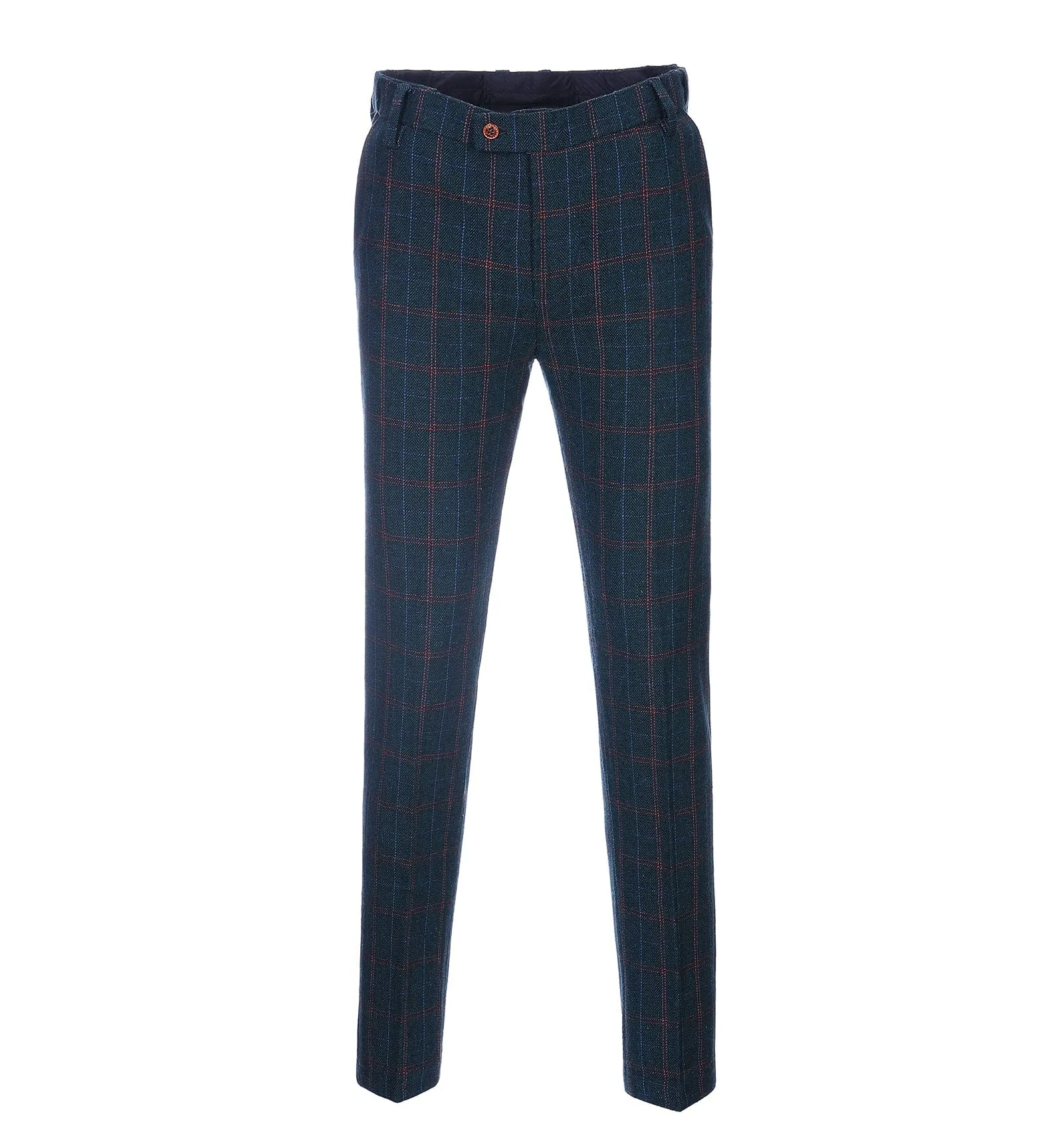 Casual Men's Suit Pant Navy Plaid Pleat-Front Trousers sold by Mens Event Wear