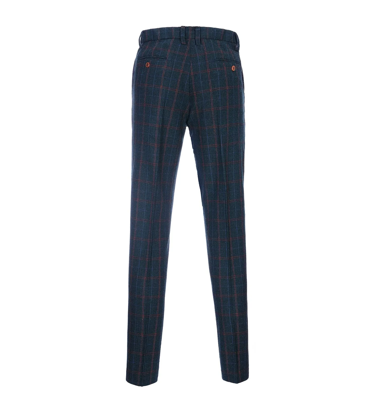 Casual Men's Suit Pant Navy Plaid Pleat-Front Trousers sold by Mens Event Wear product image thumbnail 2