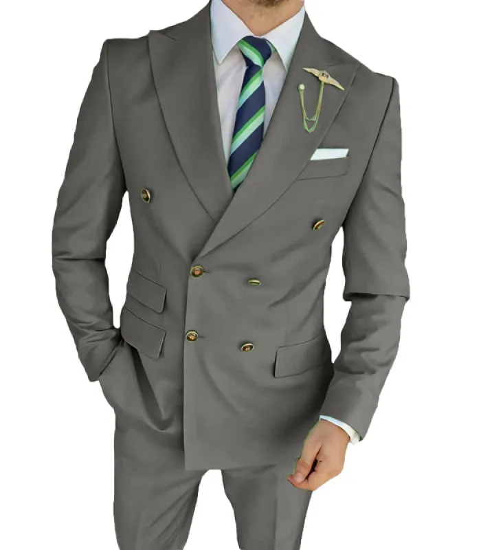 Casual Men's Suit Slim Fit Double Breasted 2 Piece Business Tuxedos (Blazer+Pants) sold by Mens Event Wear