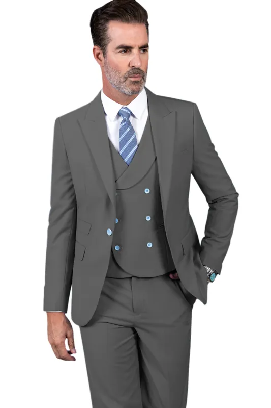 3 Piece Mens Suit Slim Fit Vest Solid Peak lapel Suit (Blazer+Vest+Pants) sold by Mens Event Wear
