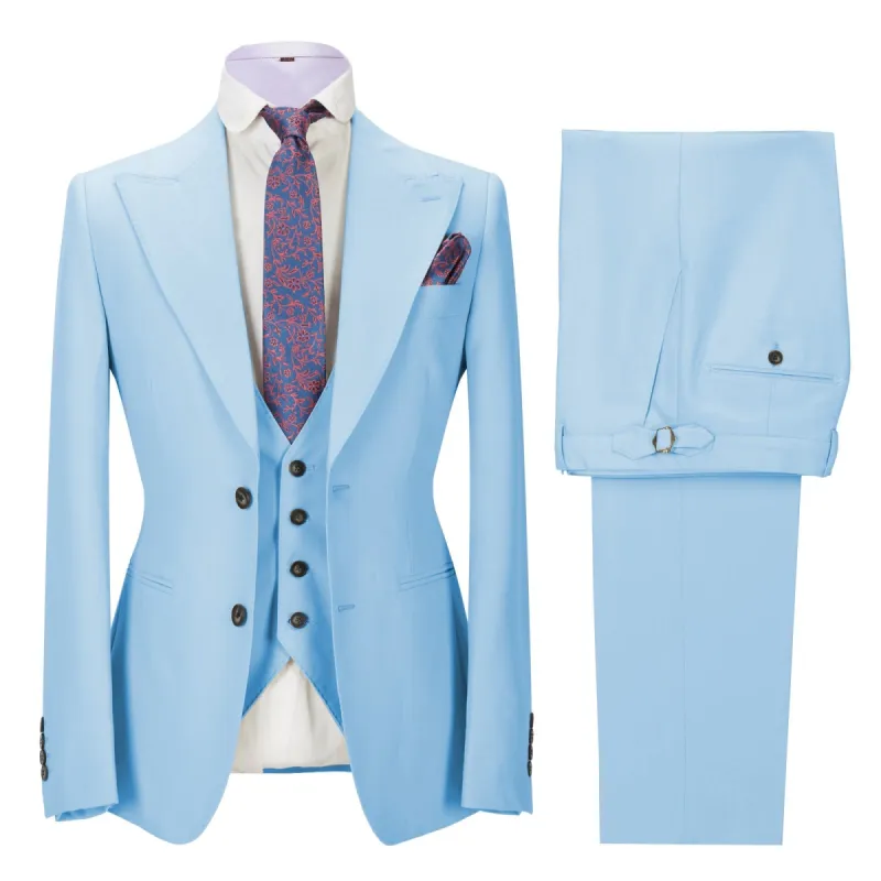 Menseventwear Fashion Men's 3 Pieces Mens Suit Peak Lapel Solid Tuxedos (Blazer+vest+Pants) sold by Mens Event Wear
