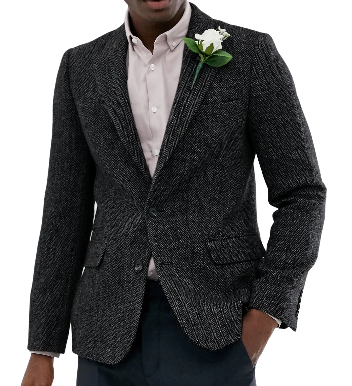 Menseventwear Formal Men's Wool Herringbone Notch Lapel Blazer sold by Mens Event Wear product image thumbnail 2