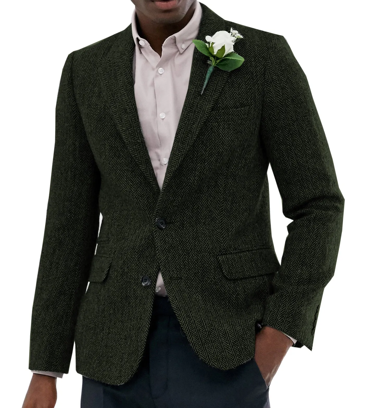 Menseventwear Formal Men's Wool Herringbone Notch Lapel Blazer sold by Mens Event Wear
