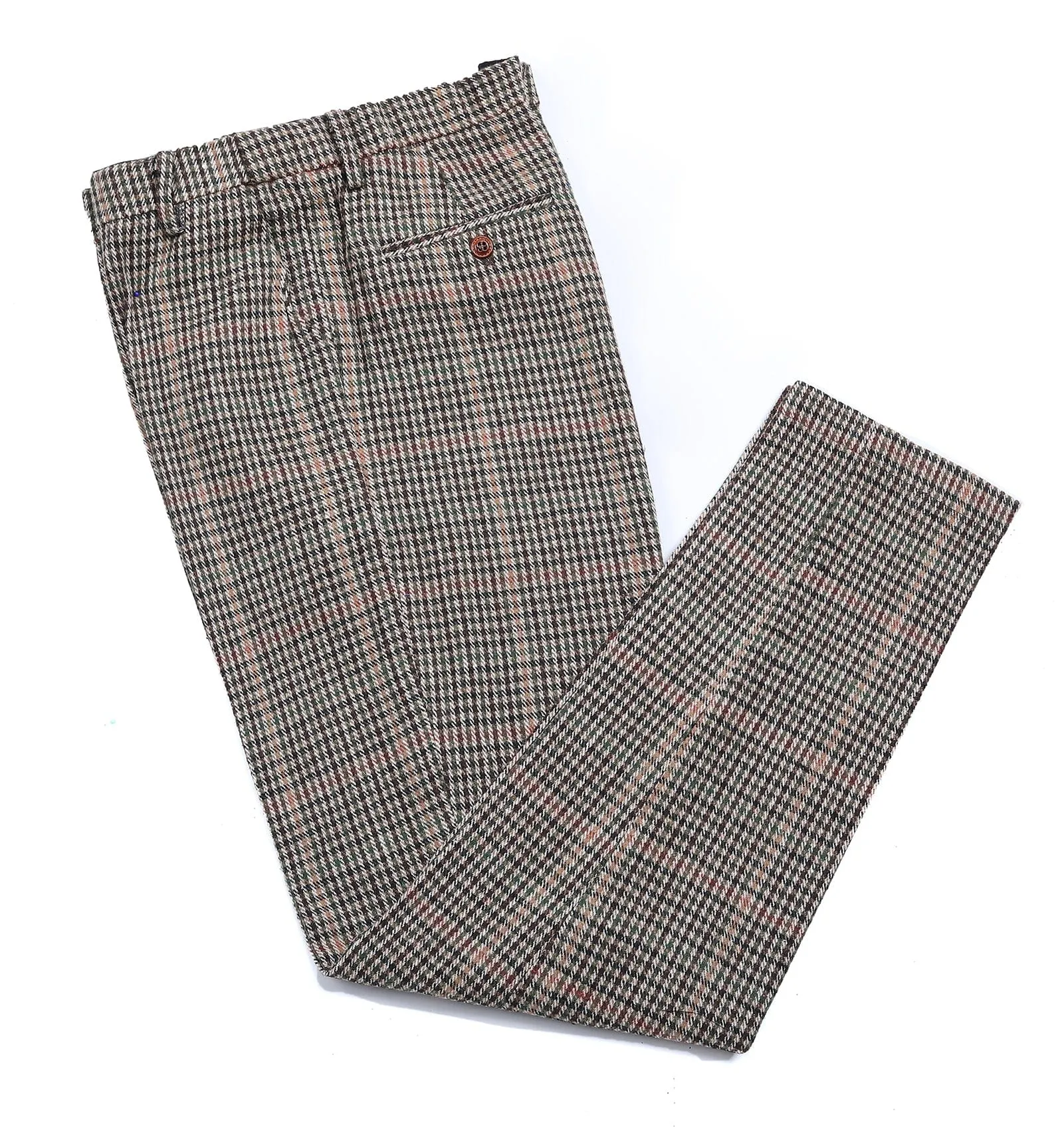 Men's Casual Suit Pants Khaki Plaid Pleat-Front Trousers sold by Mens Event Wear product image thumbnail 3