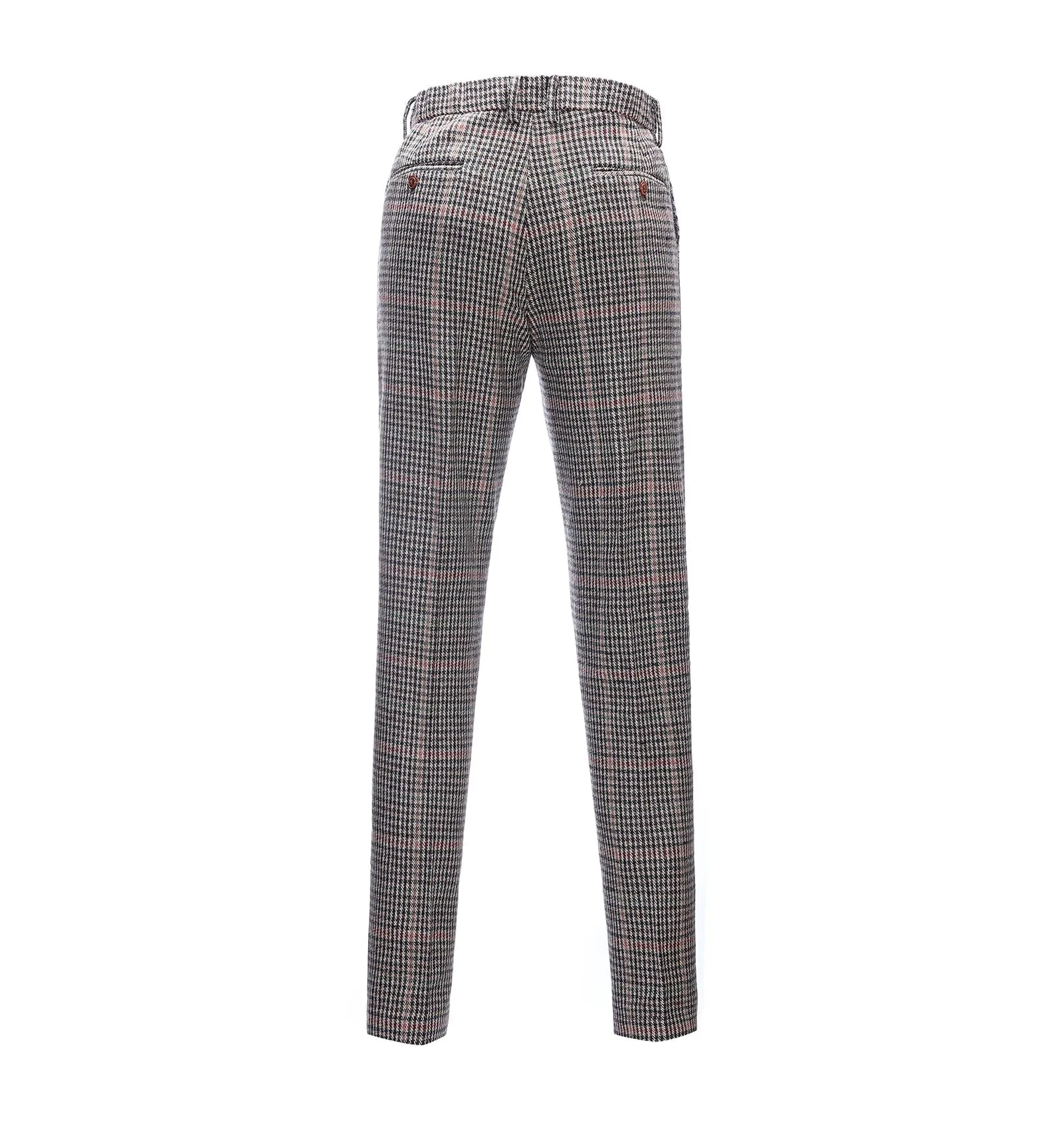 Men's Casual Suit Pants Khaki Plaid Pleat-Front Trousers sold by Mens Event Wear product image thumbnail 2
