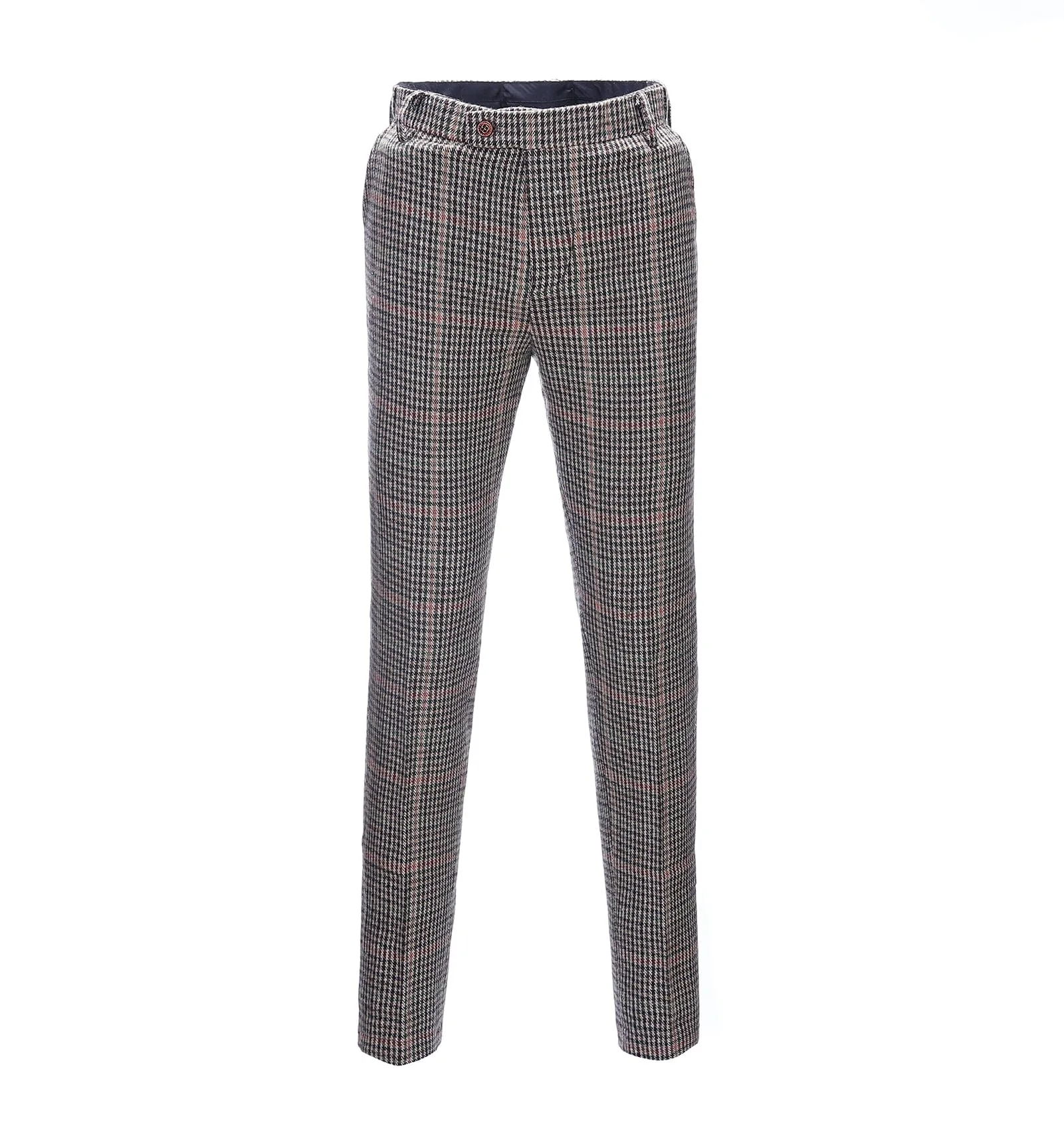 Men's Casual Suit Pants Khaki Plaid Pleat-Front Trousers sold by Mens Event Wear