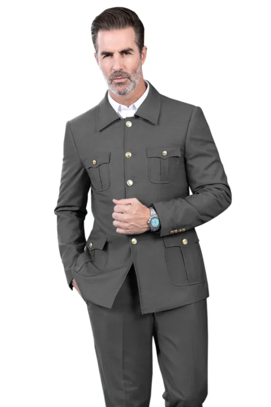 Classic Men's 2 pieces Mens Suit Stand Lapel Flat Tuxedos (Blazer+Pants) sold by Mens Event Wear