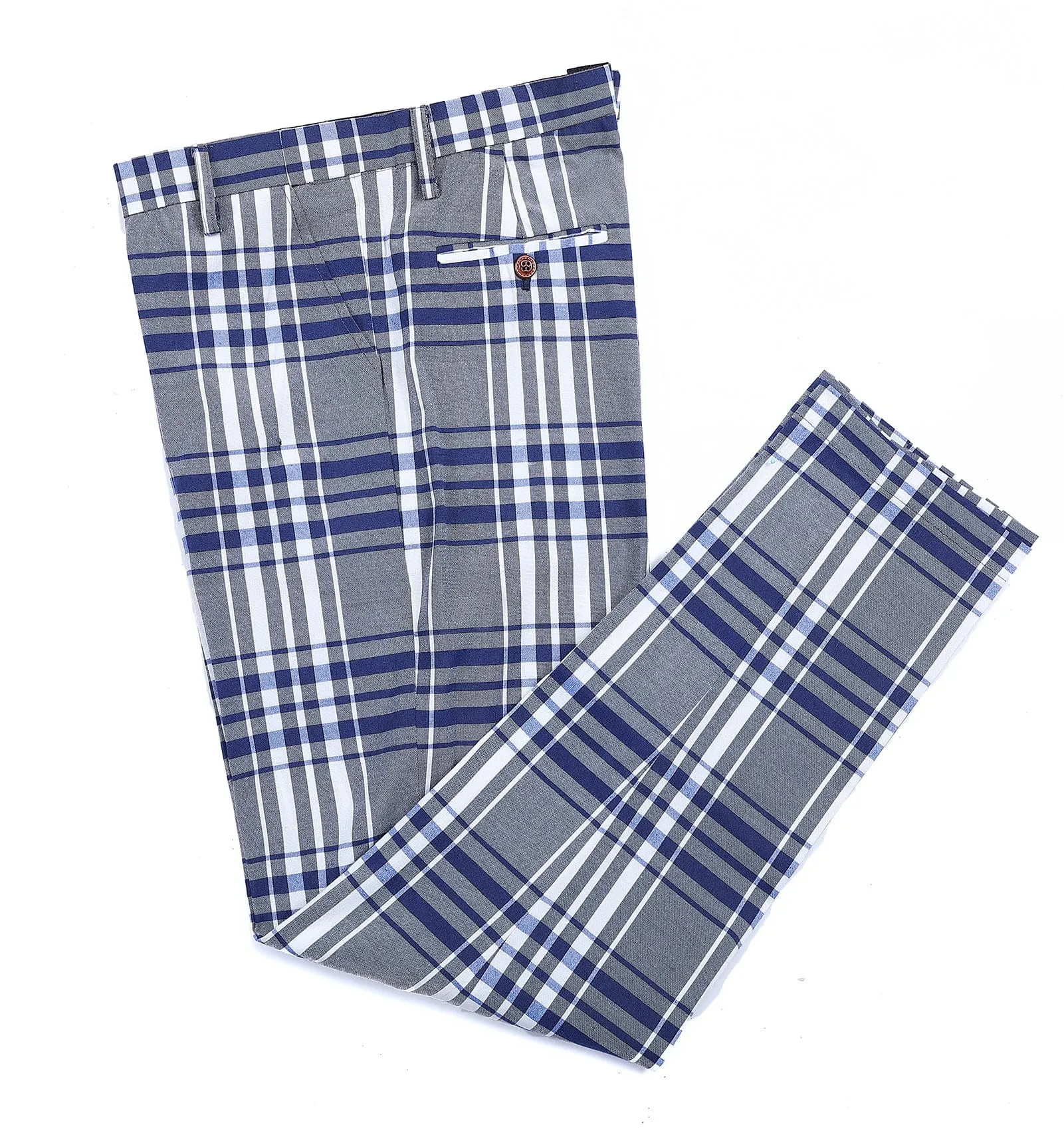 Casual Men's Suit Pants Grey Plaid Pleat-Front Trousers sold by Mens Event Wear product image thumbnail 4
