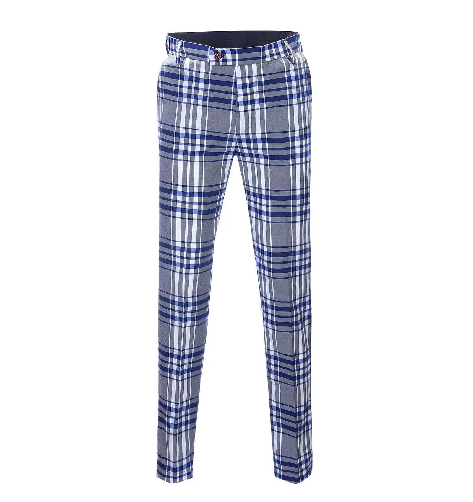 Casual Men's Suit Pants Grey Plaid Pleat-Front Trousers sold by Mens Event Wear