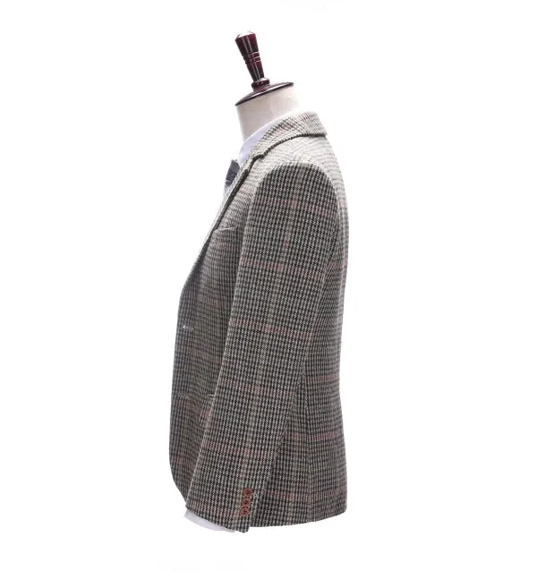 Men's Business 2 Pieces Formal Khaki Plaid Notch Lapel Tuxedos for Wedding(Blazer+Pants) sold by Mens Event Wear product image thumbnail 4