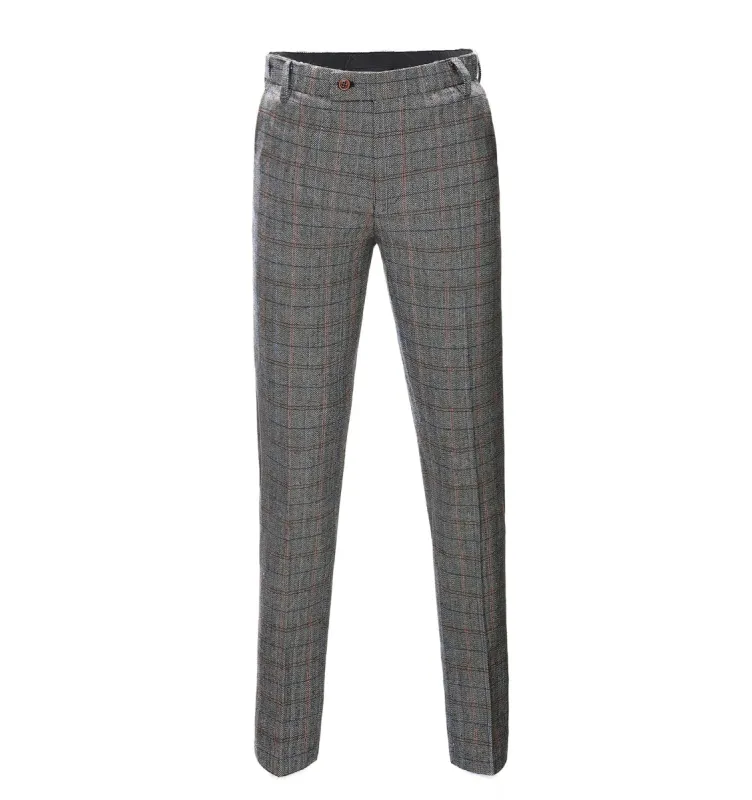 Men's Casual Suit Pant Grey Plaid Pleat-Front Trousers sold by Mens Event Wear