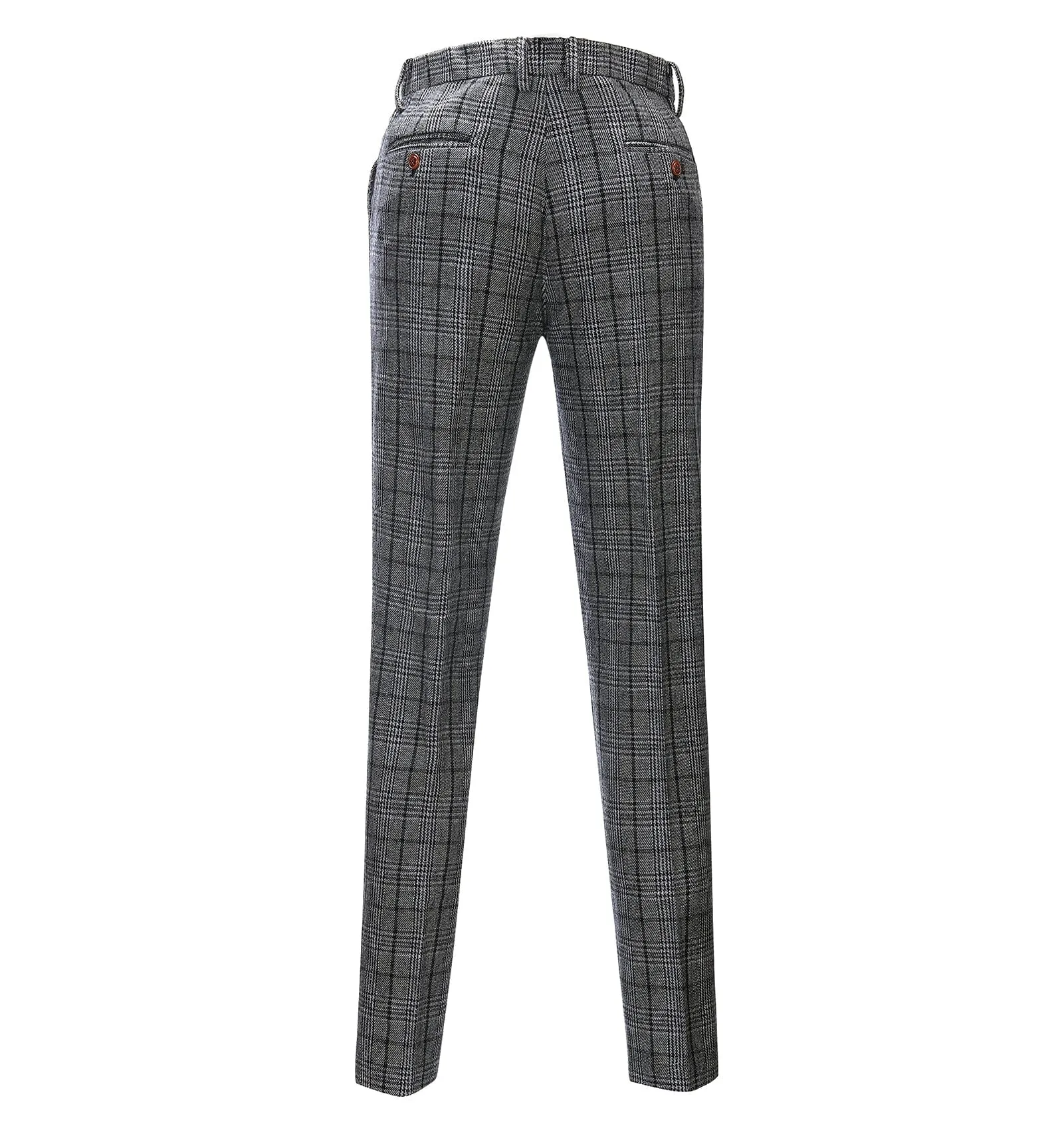 Casual Men's Suit Pants Dark Grey Plaid Pleat-Front Trousers sold by Mens Event Wear product image thumbnail 2