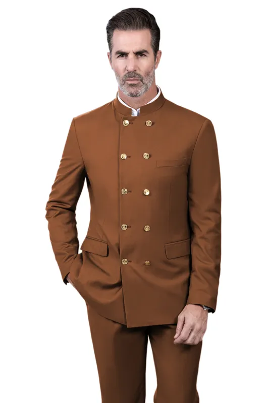 Classic 2 Piece Men's Slim Fit Solid Color Stand Collar Wedding Suit (Blazer+Pants） sold by Mens Event Wear