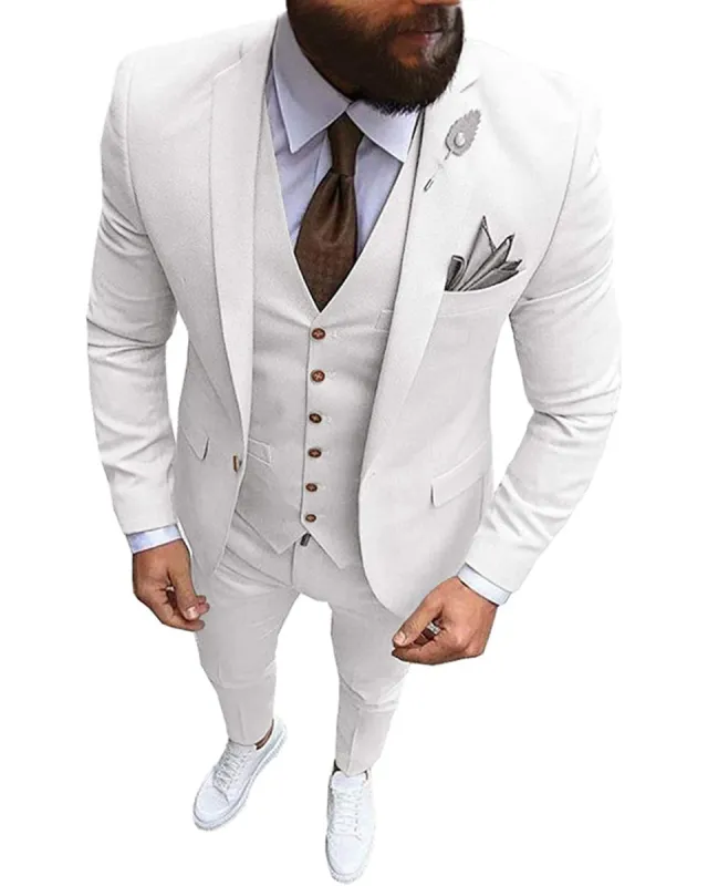 Fashion 3 Pieces Mens Suit Flat Notch Lapel Tuxedos (Blazer+vest+Pants) sold by Mens Event Wear