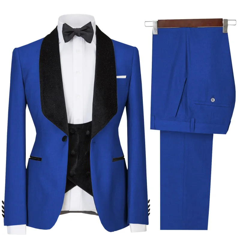Menseventwear Formal 3 Pieces Mens Suit Flat Shawl Lapel Tuxedos (Blazer+vest+Pants) sold by Mens Event Wear