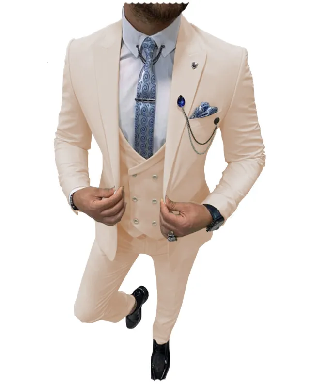 Flat Peak Lapel 3 Pieces Mens Suit For Wedding (Blazer+vest+Pants) sold by Mens Event Wear