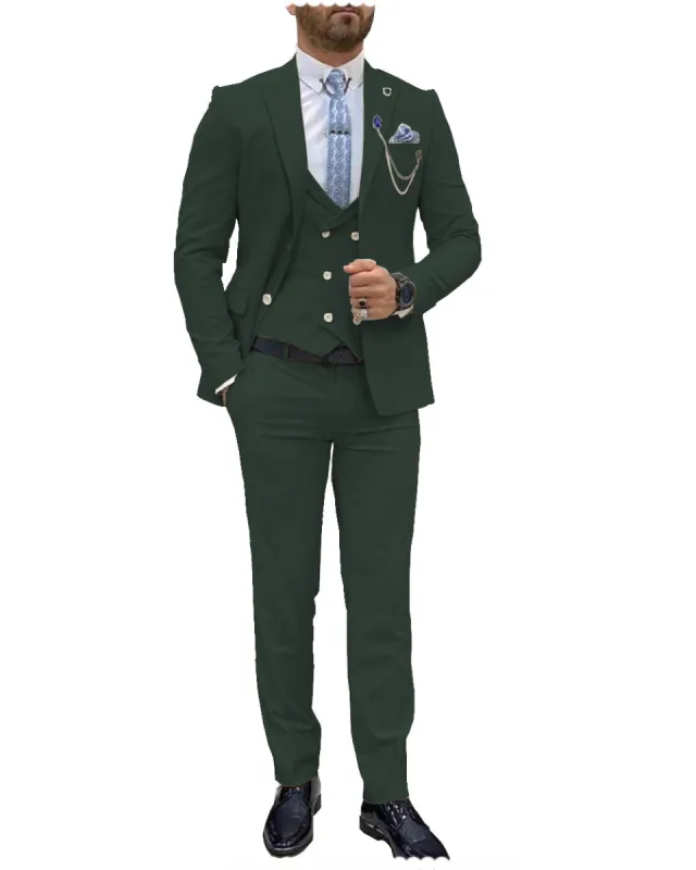 Formal Flat Peak Lapel 3 Pieces Mens Suit For Wedding (Blazer+vest+Pants) sold by Mens Event Wear