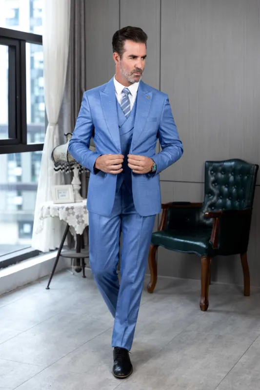 Fashion 3 Pieces Peak Lapel Men's Linen Suit (Blazer+Vest+Pants) sold by Mens Event Wear