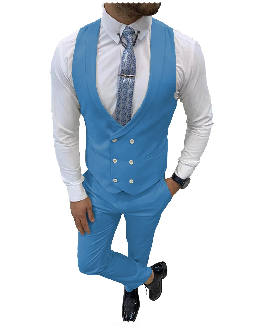 Double Breasted Formal 2 pieces Mens Suit For Wedding (Vest+Pants) sold by Mens Event Wear product image thumbnail 4