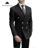 Formal 2 Pieces Mens Suit Double Breasted Flat Peak Lapel Tuxedos (Blazer+Pants) sold by Mens Event Wear