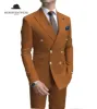 Formal 2 Pieces Mens Suit Double Breasted Flat Peak Lapel Tuxedos (Blazer+Pants) sold by Mens Event Wear