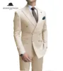 Formal 2 Pieces Mens Suit Double Breasted Flat Peak Lapel Tuxedos (Blazer+Pants) sold by Mens Event Wear