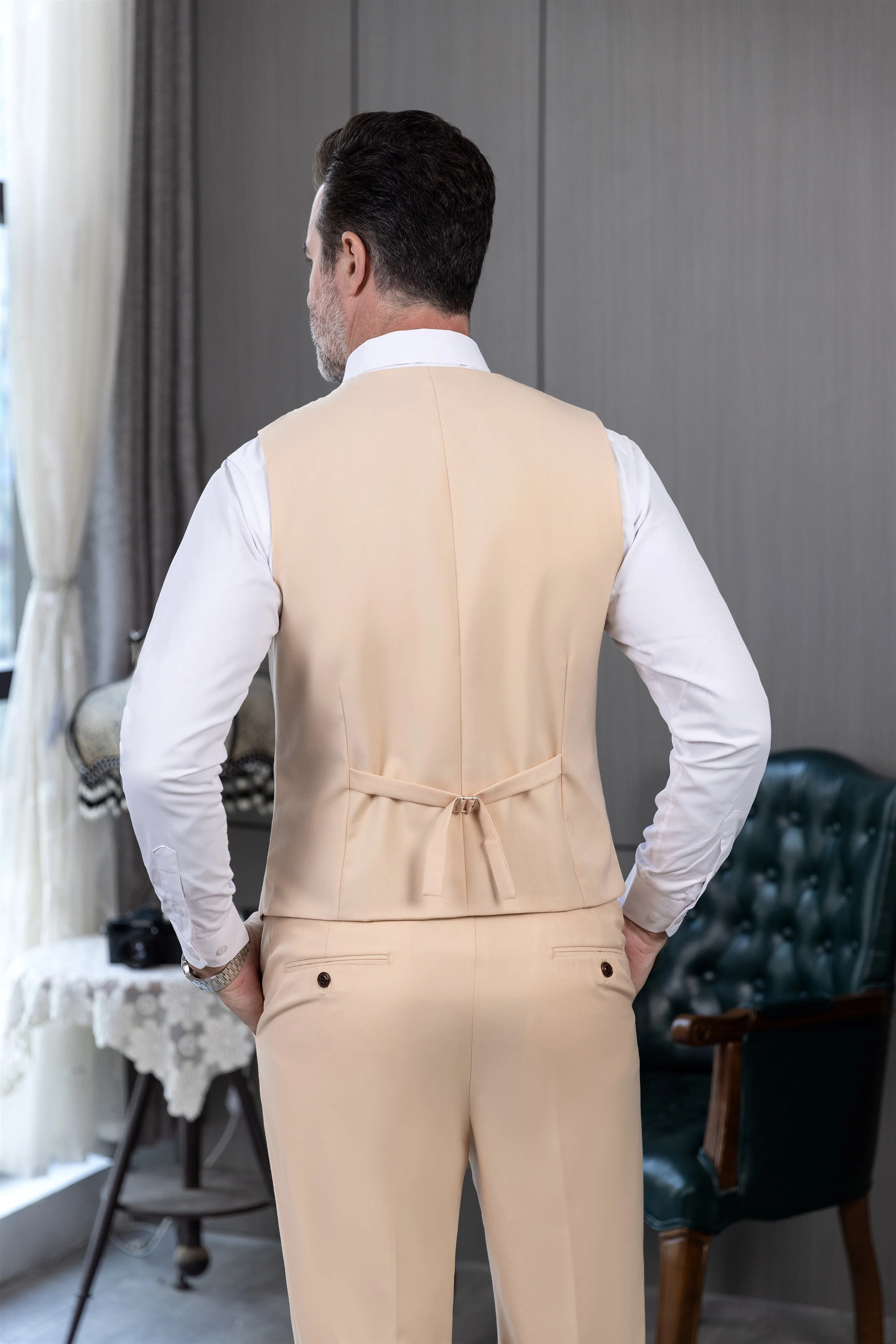 Fashion 3 Pieces Mens Suit Flat Notch Lapel Tuxedos (Blazer+vest+Pants) sold by Mens Event Wear product image thumbnail 4