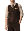 Casual Mens Classic Slim Fit Tweed Herringbone V Neck Waistcoat sold by Mens Event Wear