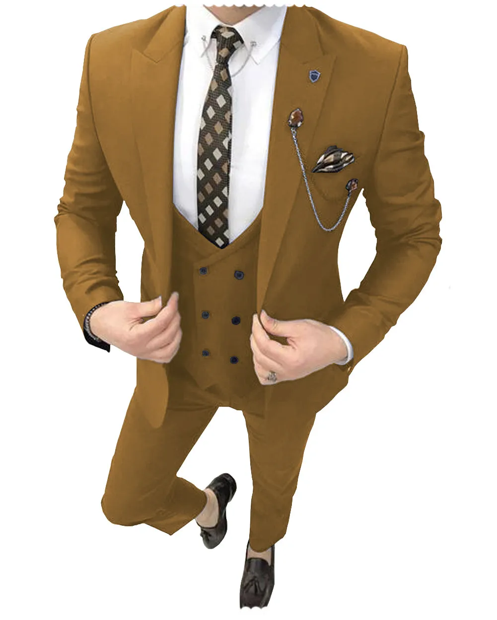 Formal 3 Piece Mens Suit Peak Lapel Blazer For Wedding (Blazer+vest+Pants) sold by Mens Event Wear product image thumbnail 5