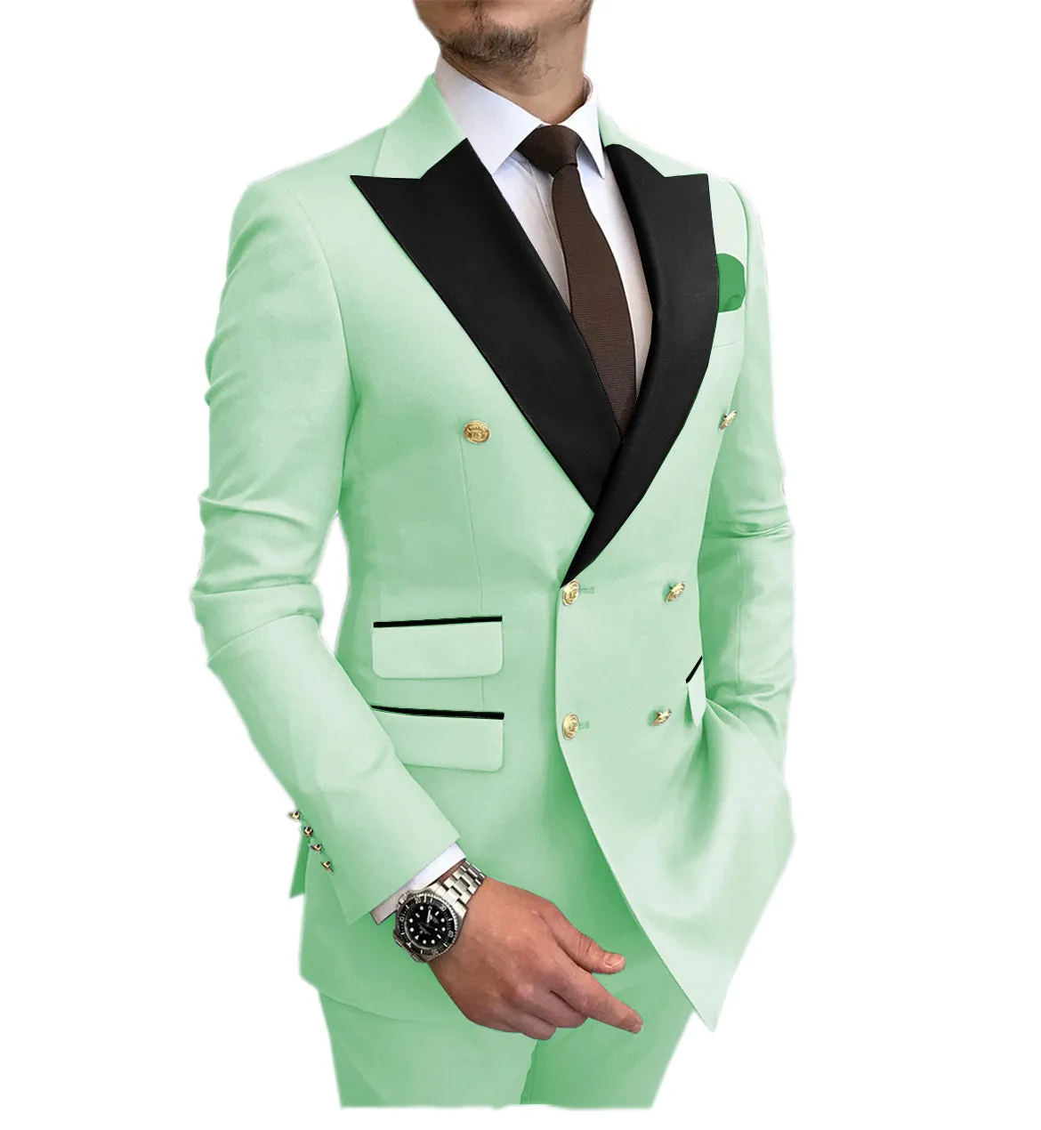 Menseventwear Business 2 Piece Men's Suit Double Breasted Peak lapel Tuxedos (Blazer+Pants) sold by Mens Event Wear product image thumbnail 2