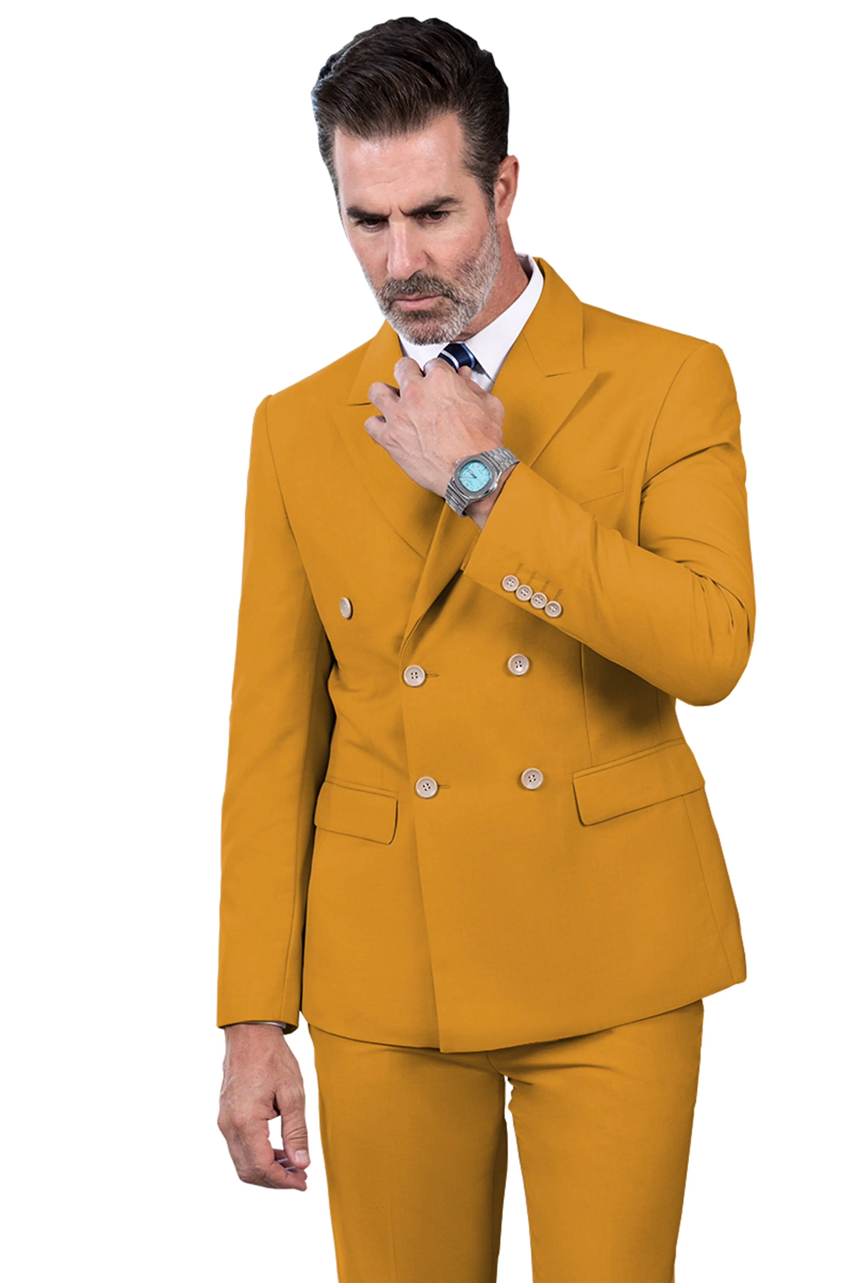 Formal 2 Pieces Mens Suit Flat Peak Lapel Tuxedos For Wedding (Blazer+Pants) sold by Mens Event Wear