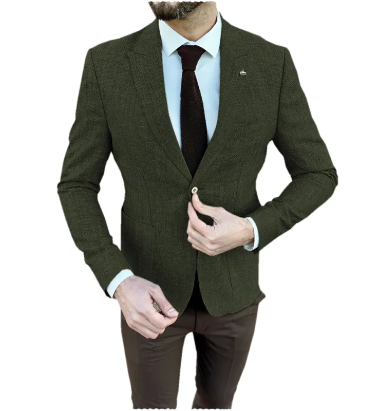 Formal Men's Classic Tweed Peak Lapel Blazer sold by Mens Event Wear