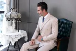 Formal 2 Pieces Mens Suit Flat Peak Lapel Tuxedos For Wedding (Blazer+Pants) sold by Mens Event Wear