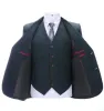 Menseventwear Men's Business 3 Pieces Formal Navy Herringbone Notch Lapel Suit (Blazer+vest+Pants) sold by Mens Event Wear