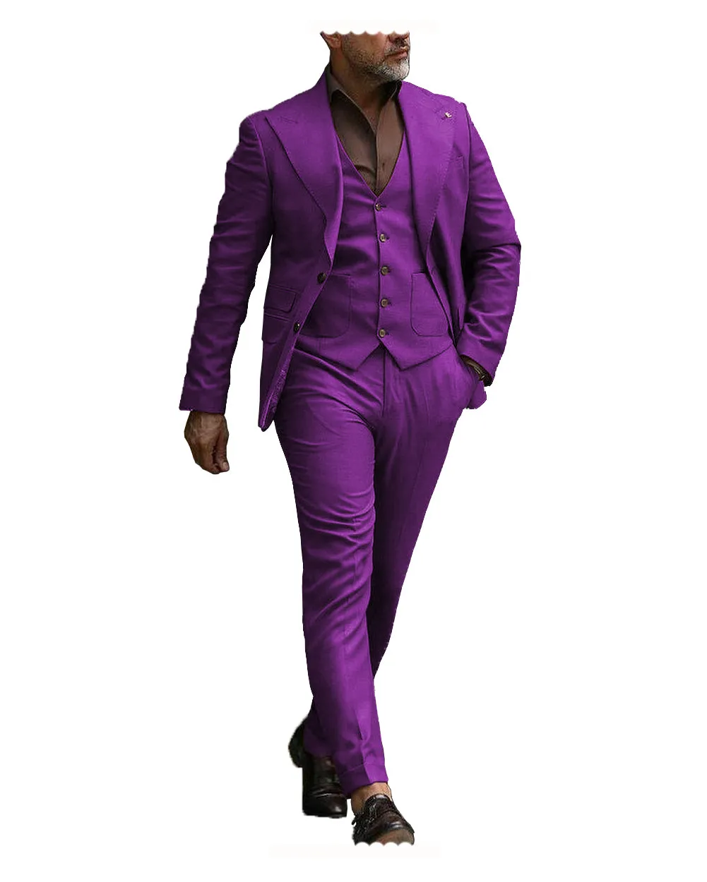 Formal Men's 3 Pieces Flat Slim Fit Peak Lapel Tuxedos For wedding (Blazer+vest+Pants) sold by Mens Event Wear product image thumbnail 5