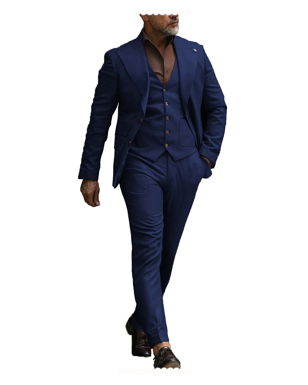 Formal Men's 3 Pieces Flat Slim Fit Peak Lapel Tuxedos For wedding (Blazer+vest+Pants) sold by Mens Event Wear product image thumbnail 4