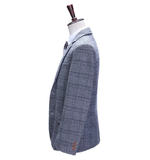 Men's Business 3 Pieces Formal Grey Plaid Tweed Notch Lapel Suit (Blazer+vest+Pants) sold by Mens Event Wear product image thumbnail 4
