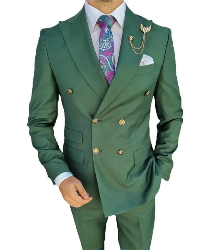 Casual Men's Suit Slim Fit Double Breasted 2 Piece Business Tuxedos (Blazer+Pants) sold by Mens Event Wear