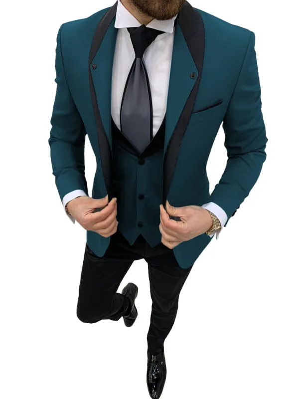 Casual Men's 3 Pieces Mens Suit Shawl Lapel Tuxedos (Blazer+vest+Pants) sold by Mens Event Wear