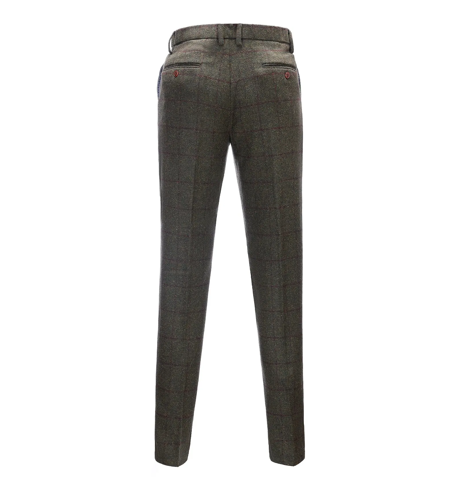 Menseventwear Men's Casual Suit Pants Green Plaid Pleat-Front Trousers sold by Mens Event Wear product image thumbnail 2