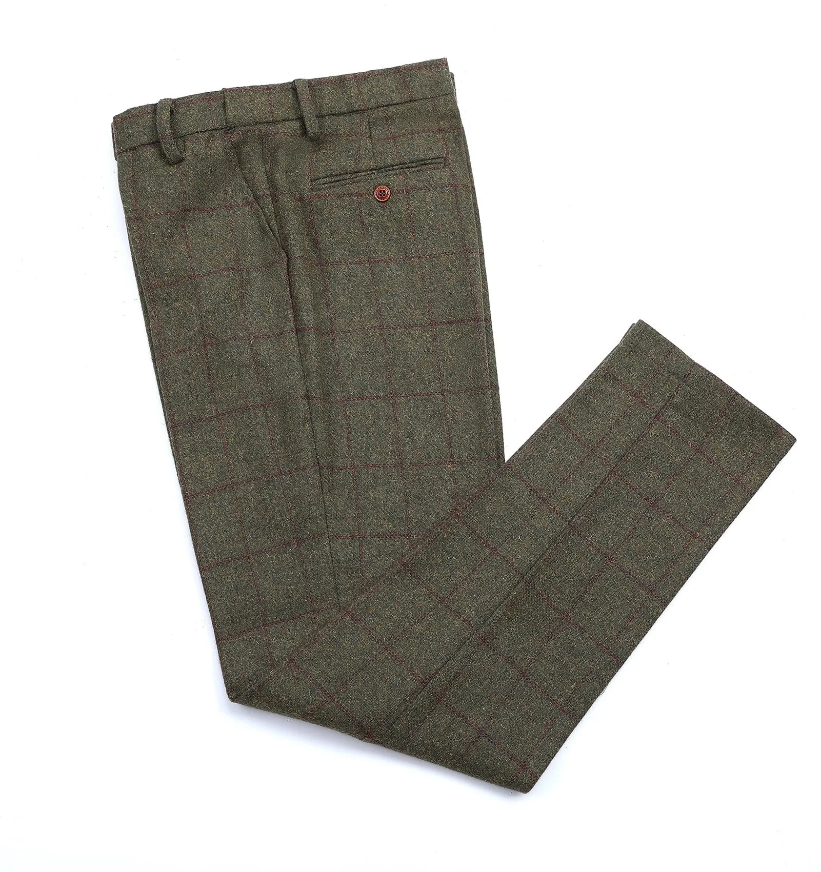 Menseventwear Men's Casual Suit Pants Green Plaid Pleat-Front Trousers sold by Mens Event Wear product image thumbnail 3
